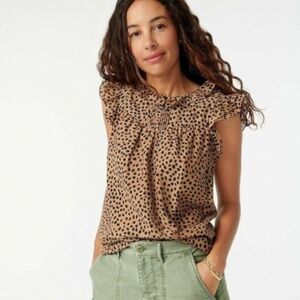 J. Crew Brown and Black Polka Dot Blouse